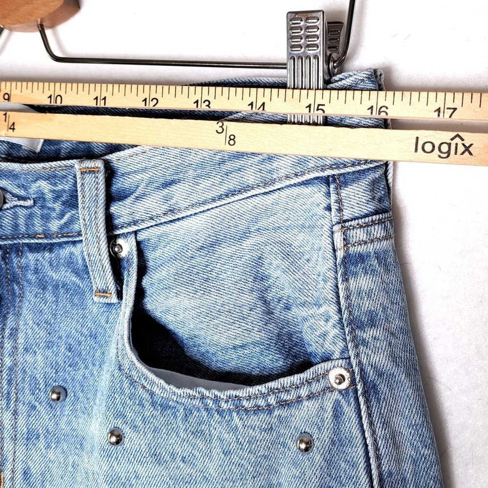 Pistola Aries Straight Leg Jeans Womens 27 Light Wash Silver Allover Stud Detail - Picture 11 of 13